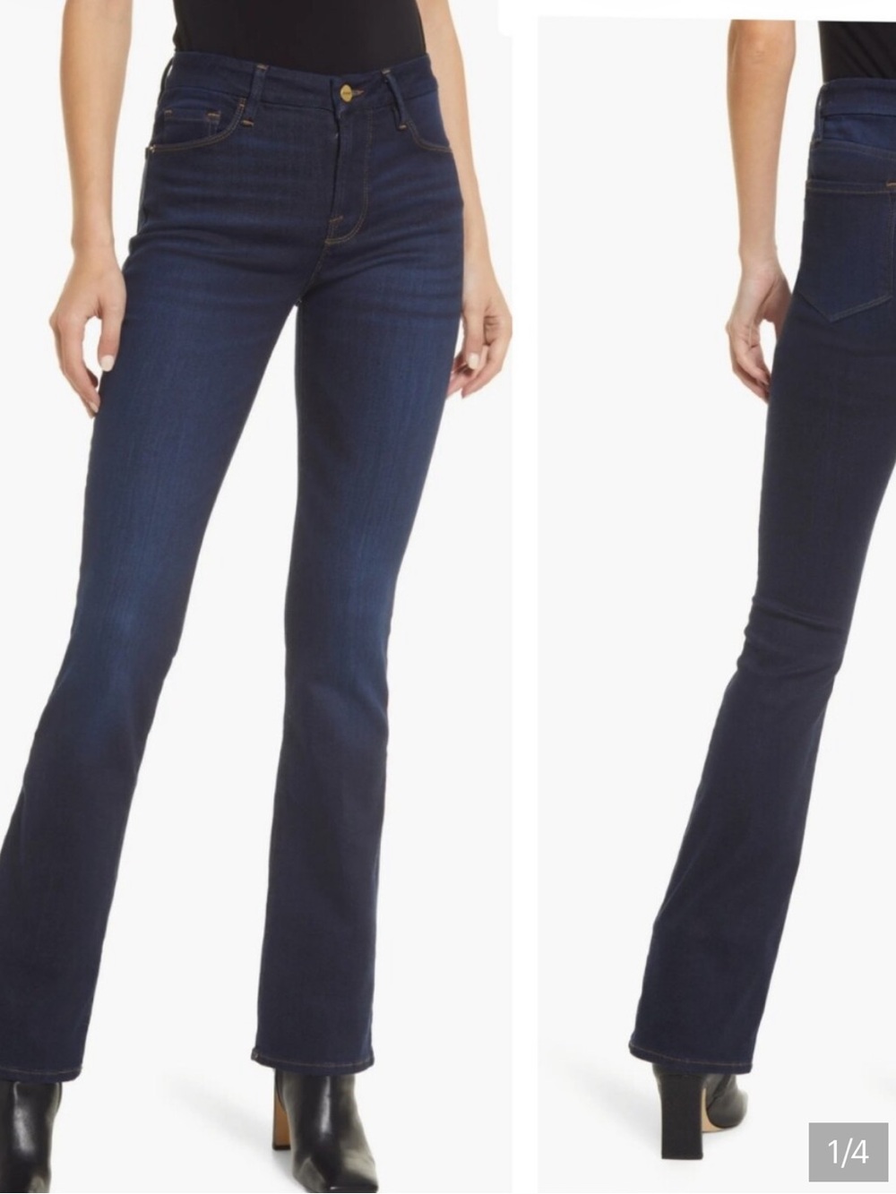 FRAME High-Rise Dark Blue Flare Women's Le Mini Boot Jeans. Size 29